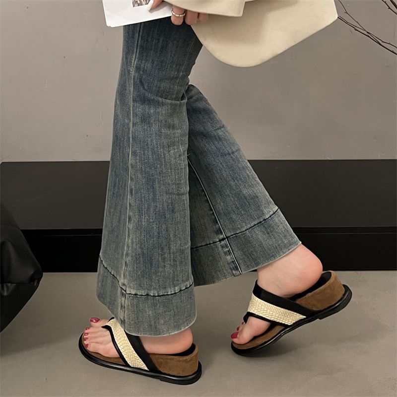 Piped Wedge Slide Sandals