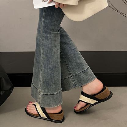 Piped Wedge Slide Sandals