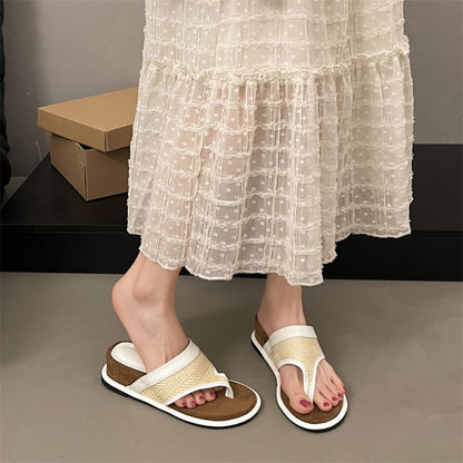 Piped Wedge Slide Sandals