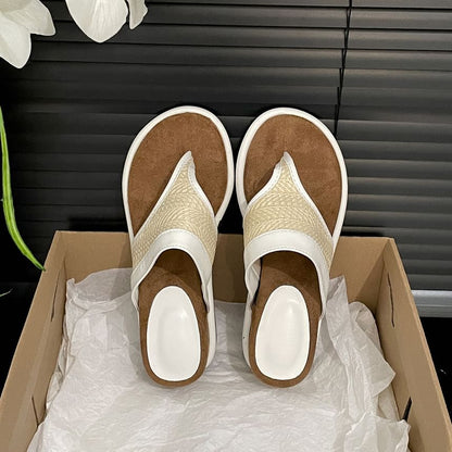 Piped Wedge Slide Sandals