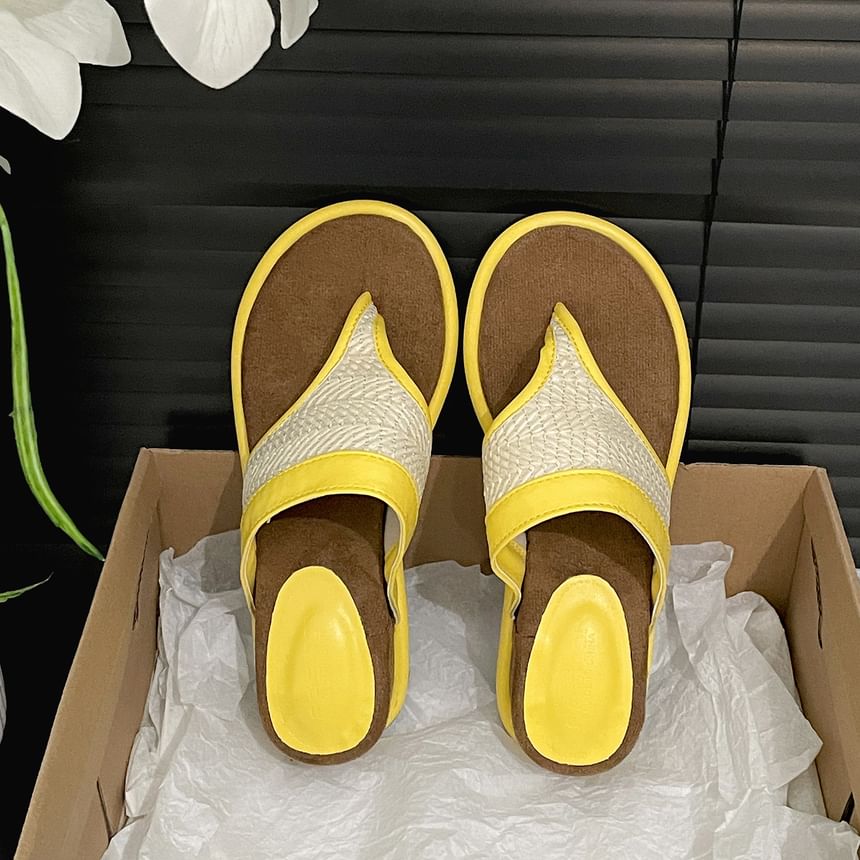 Piped Wedge Slide Sandals