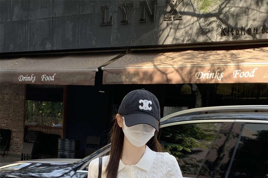 Plain Short-Sleeve Shirt Crop Cable Knit Polo