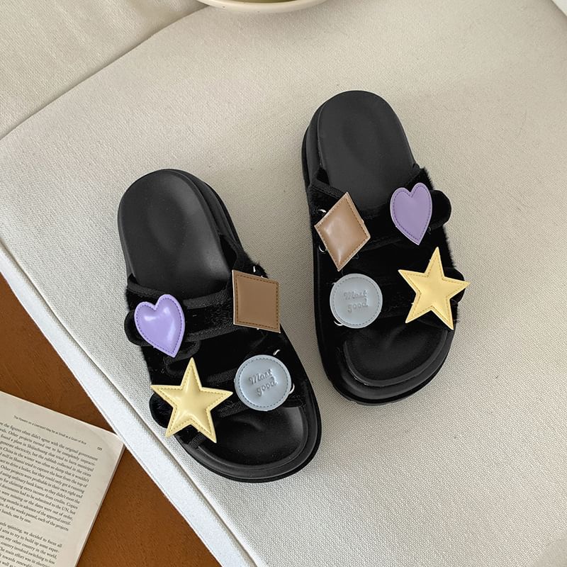 Platform Adhesive Strap Patch Slide Sandals