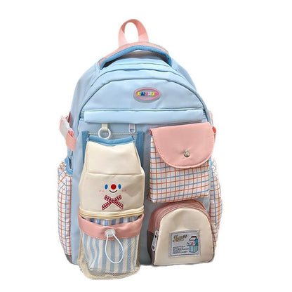 Panel Backpack Plaid Zip