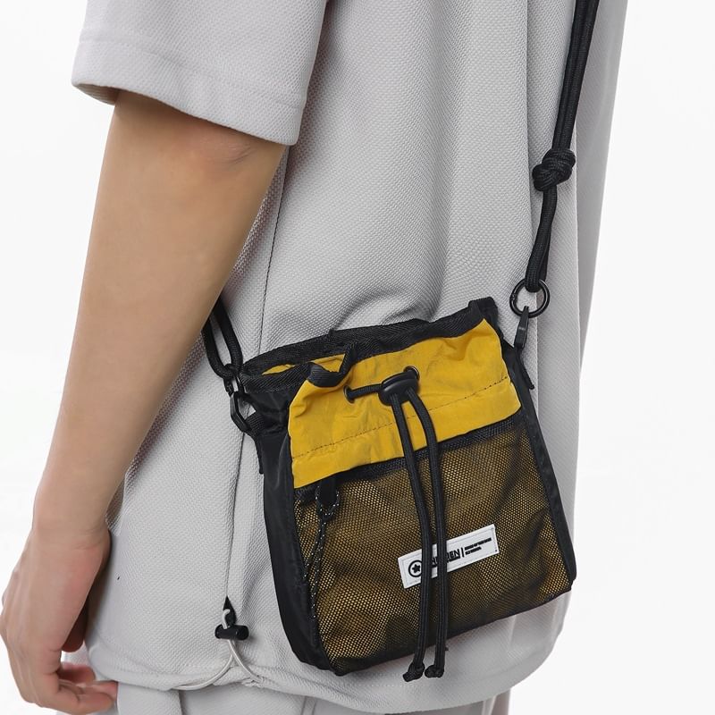 Block Crossbody Color Drawstring Bag