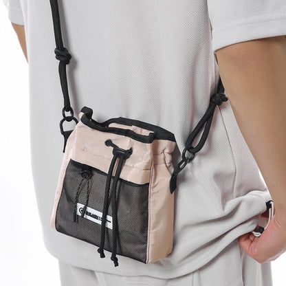 Block Crossbody Color Drawstring Bag