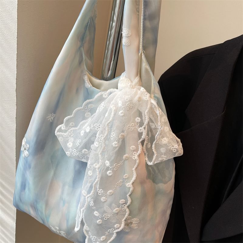 Lace Panel Tote Bag