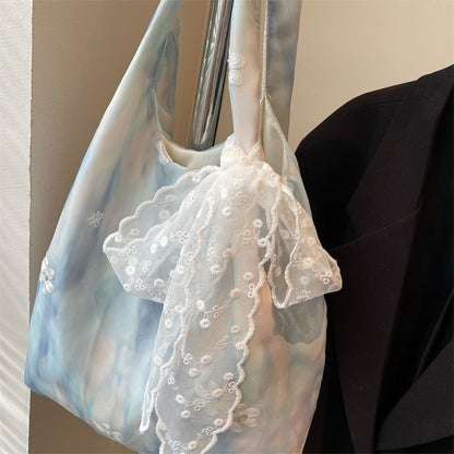 Lace Panel Tote Bag