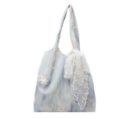 Lace Panel Tote Bag