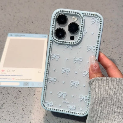 Bow Print Rhinestone Phone Case