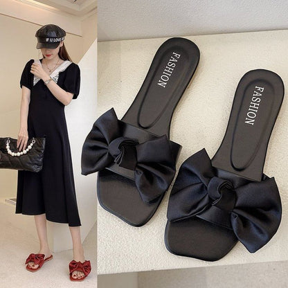 Slide Satin Bow Sandals