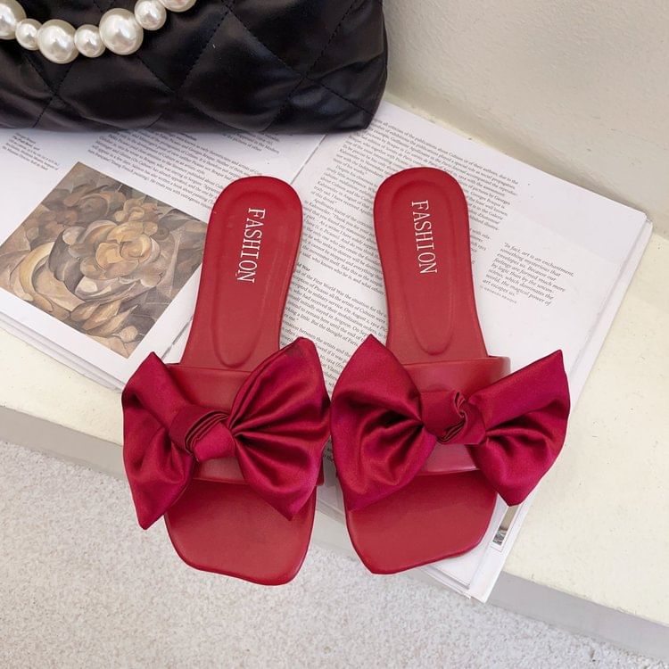 Slide Satin Bow Sandals