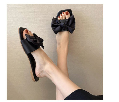 Slide Satin Bow Sandals