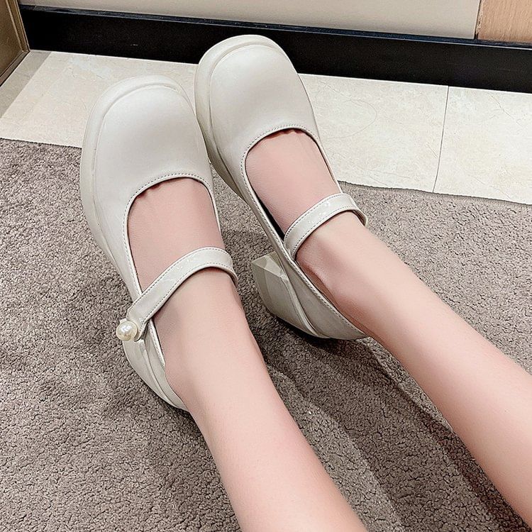 Mary Platform Block Heel Jane Pumps