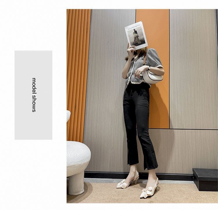 Bow Pumps Satin Slingback Pointed Toe