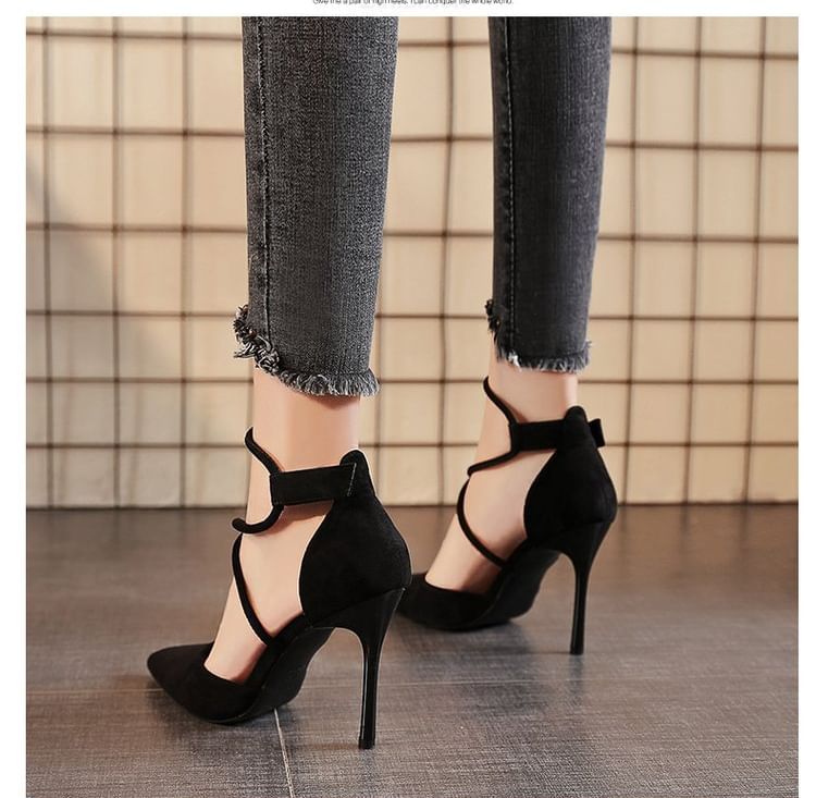 Toe Stiletto Pumps Pointed Strapped
