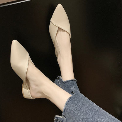 Pointed Mules Toe Faux Leather