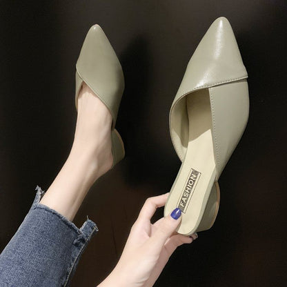 Pointed Mules Toe Faux Leather