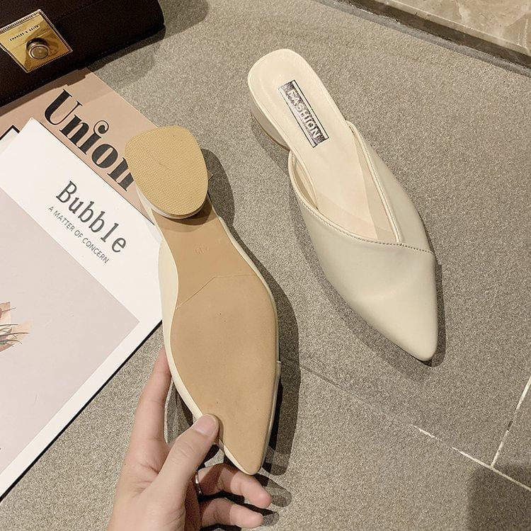 Pointed Mules Toe Faux Leather