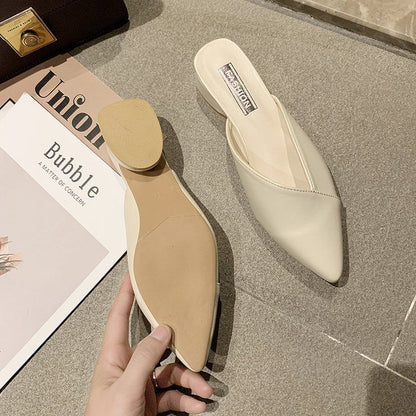 Pointed Mules Toe Faux Leather