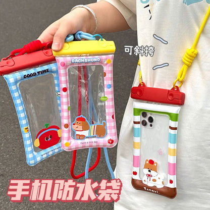 Cartoon Touchscreen Waterproof Crossbody Phone Pouch (Various Designs)
