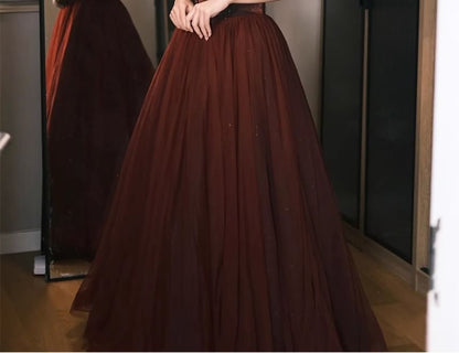 Off Shoulder Plain A-Line Evening Gown