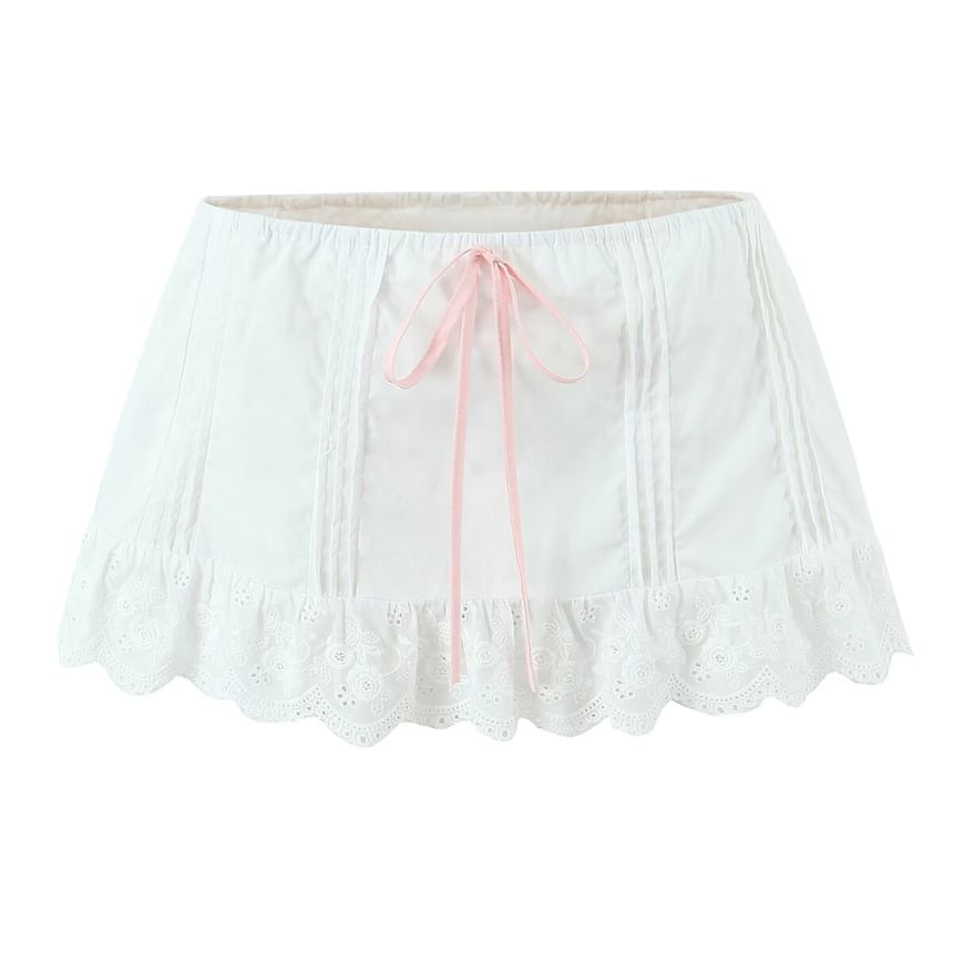 V-Neck Lace Panel Button-Up Crop Tank Top