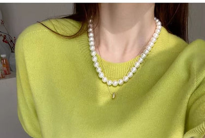 Short-Sleeve Crew Neck Gradient Knit Top