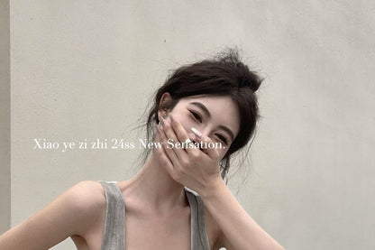 Fit Ribbed Neck Slim Gradient Scoop Tank Top