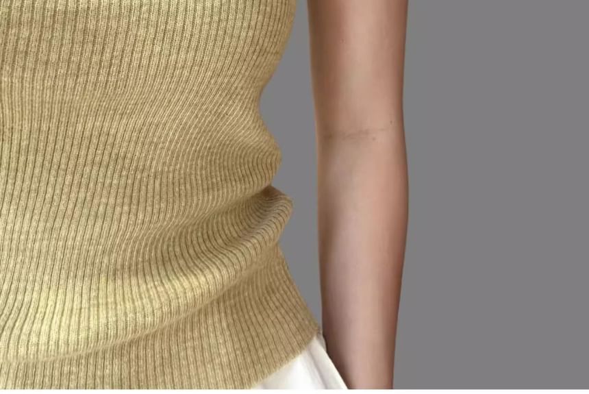 Knit Neck Top Tank Plain Scoop