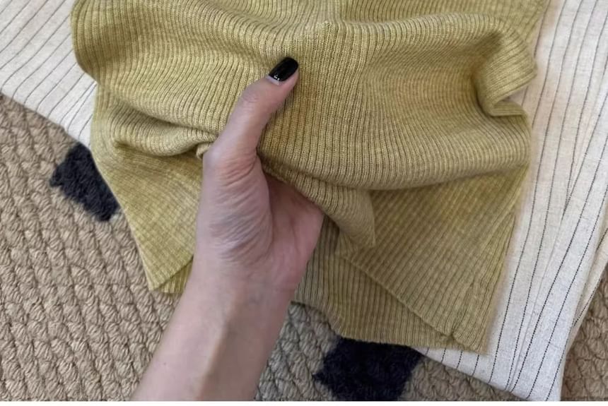 Knit Neck Top Tank Plain Scoop