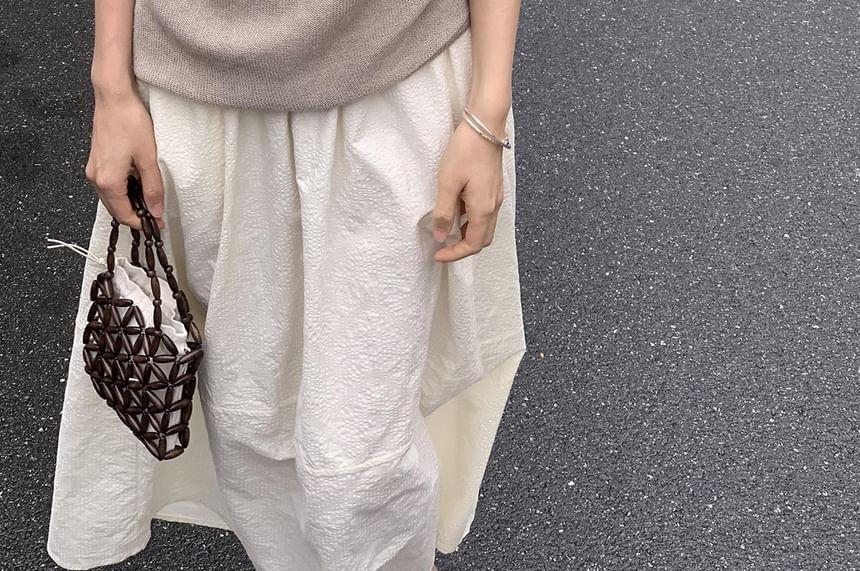 Short-Sleeve Knit Off-Shoulder Plain Top