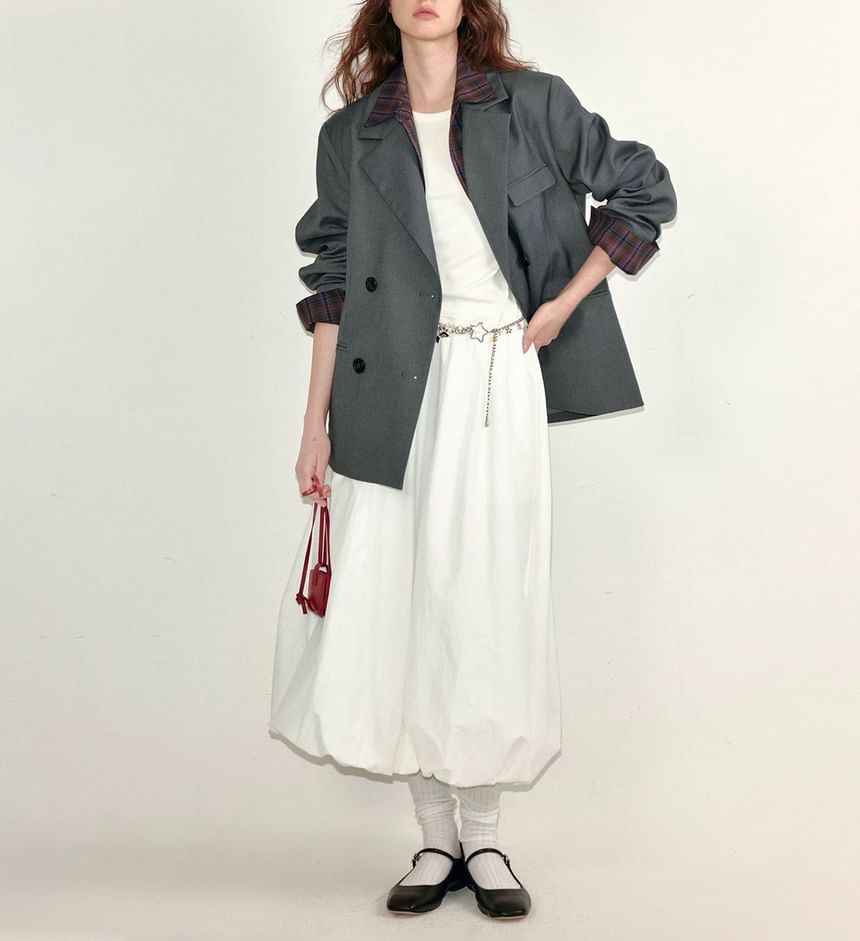 Skirt Waist Midi Elastic Paperbag Plain