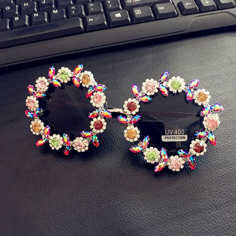 Floral Rhinestone Sunglasses