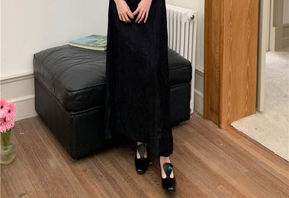 Sleeveless Halter Plain Midi A-Line Qipao