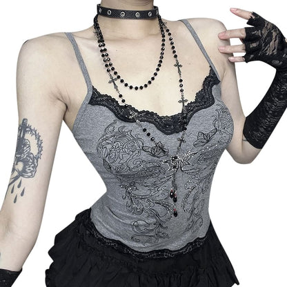 Scoop Neck Lace-Trim Crop Camisole Top