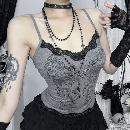 Scoop Neck Lace-Trim Crop Camisole Top