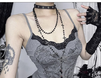Scoop Neck Lace-Trim Crop Camisole Top