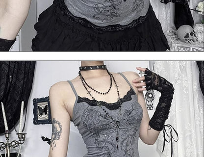 Scoop Neck Lace-Trim Crop Camisole Top