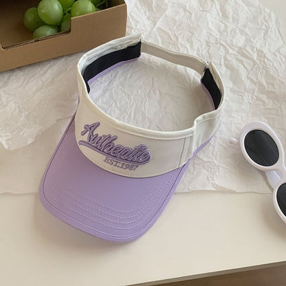 Lettering Embroidered Two-Tone Sun Visor