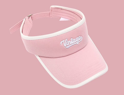 Lettering Embroidered Piped Sun Visor