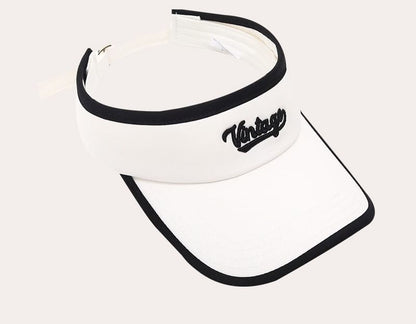 Lettering Embroidered Piped Sun Visor
