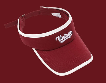 Lettering Embroidered Piped Sun Visor