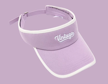 Lettering Embroidered Piped Sun Visor