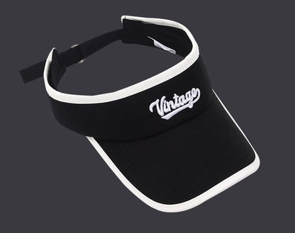 Lettering Embroidered Piped Sun Visor