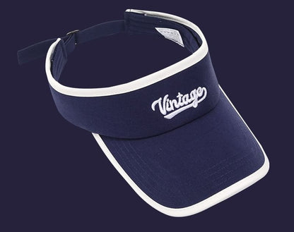 Lettering Embroidered Piped Sun Visor