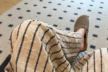 High Leg Waist Plain Wide Pants Striped