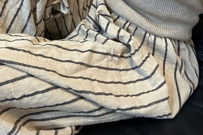 High Waist Plain Striped Wide Leg Pants