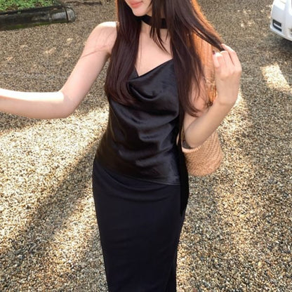 Spaghetti Strap Cowl Neck Plain Camisole Top