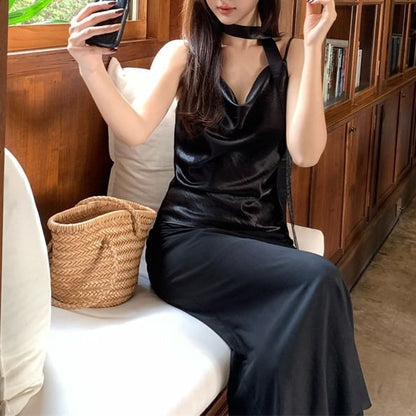 Spaghetti Strap Cowl Neck Plain Camisole Top